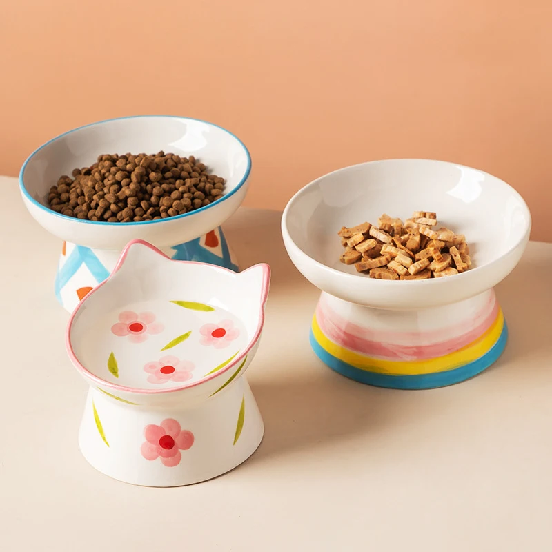 Food Snacks Drinks - Bol en céramique surélevé pour chat,