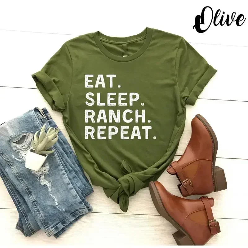 Foody Snacks - T-shirt « Manger, Dormir, Ranch, Répéter